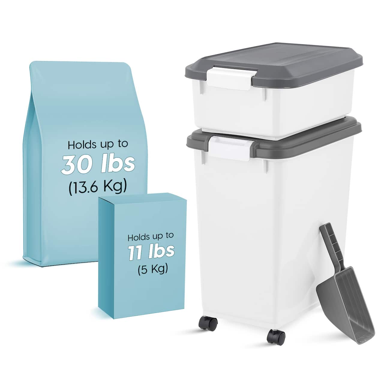 Iris® 41 lbs. Airtight Pet Food Container with Scoop, Gray